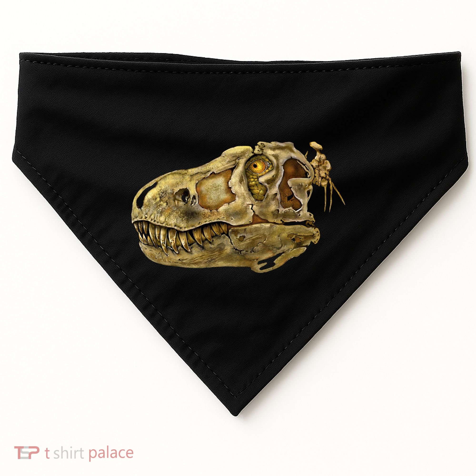 T-Rex Skull Skeleton Head USA-Made Doggie Bandana