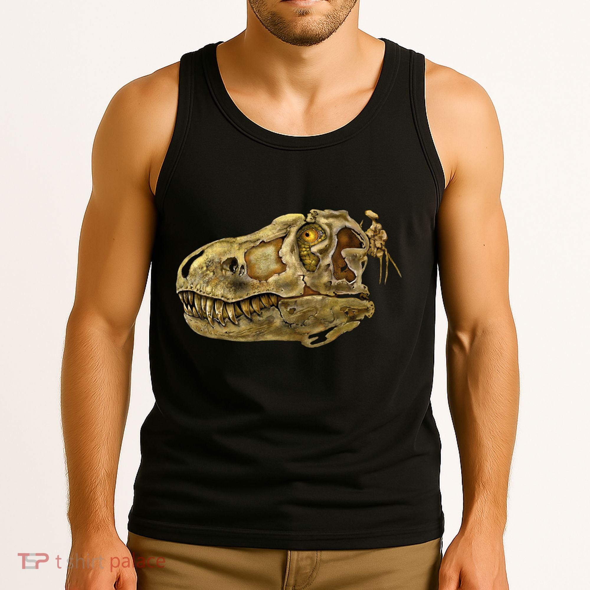 T-Rex Skull Skeleton Head Tank Top