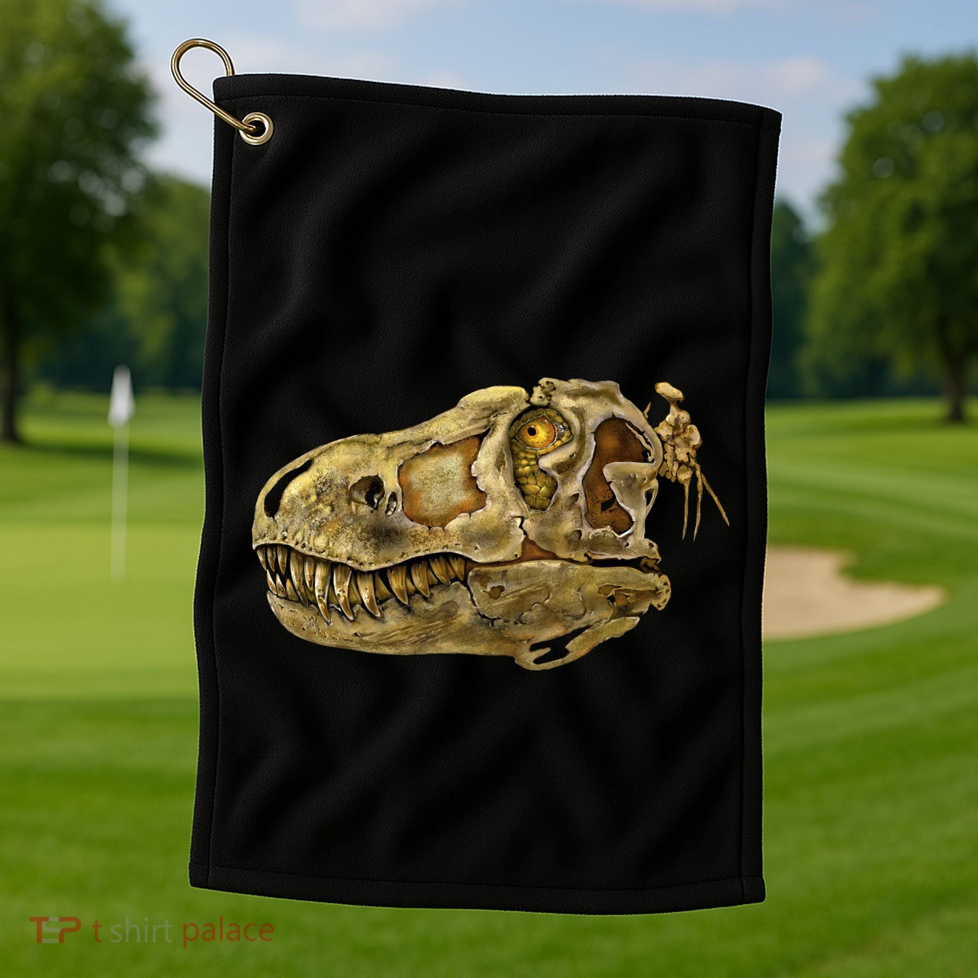T-Rex Skull Skeleton Head Golf Towel
