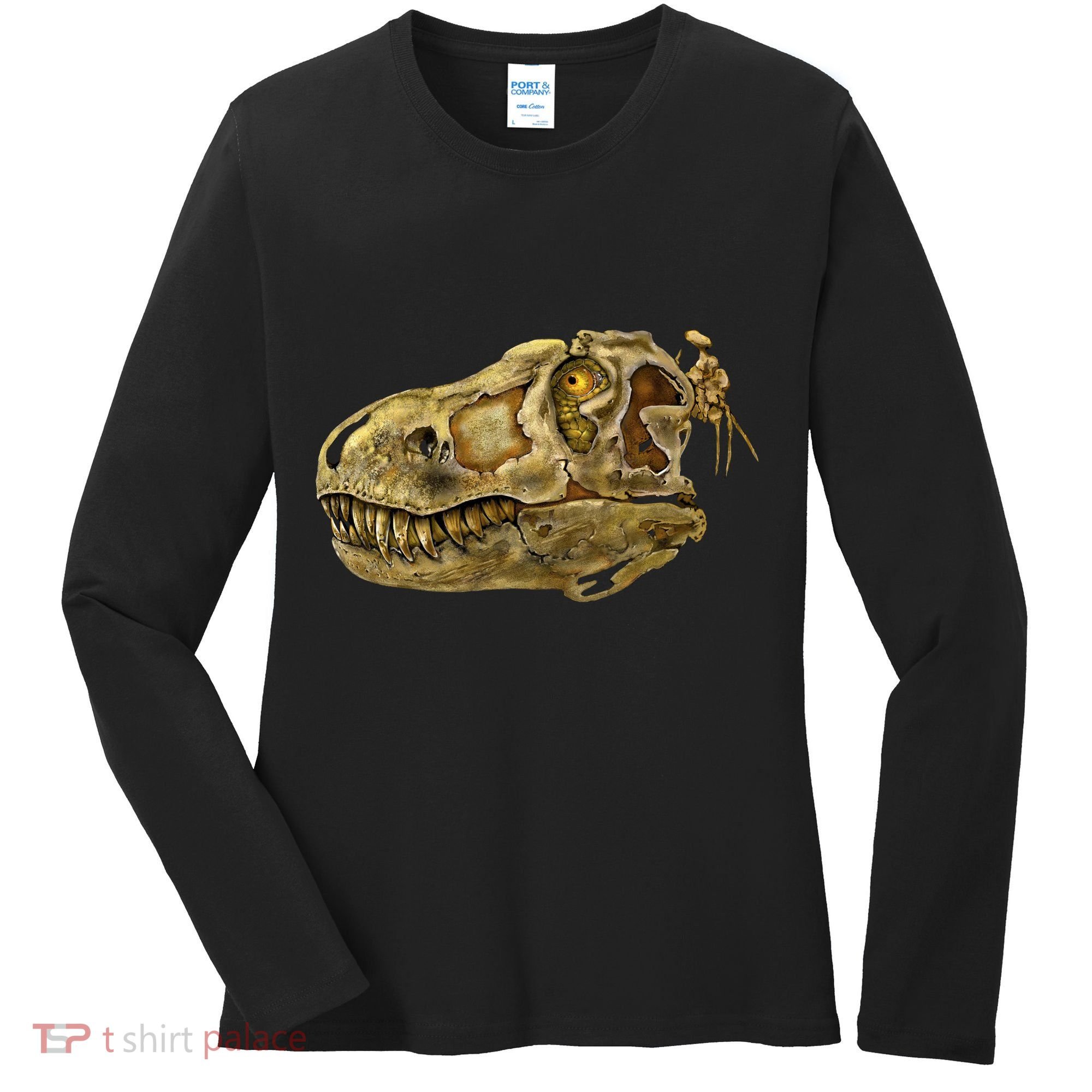 T-Rex Skull Skeleton Head Women's Long Sleeve Shirt