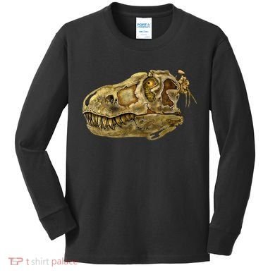 T-Rex Skull Skeleton Head Kids Long Sleeve Shirt