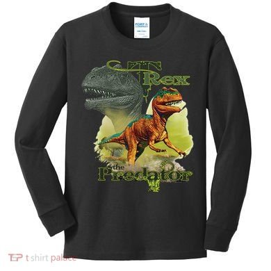 T-Rex The Predator 3D Puff Embossed Kids Long Sleeve Shirt
