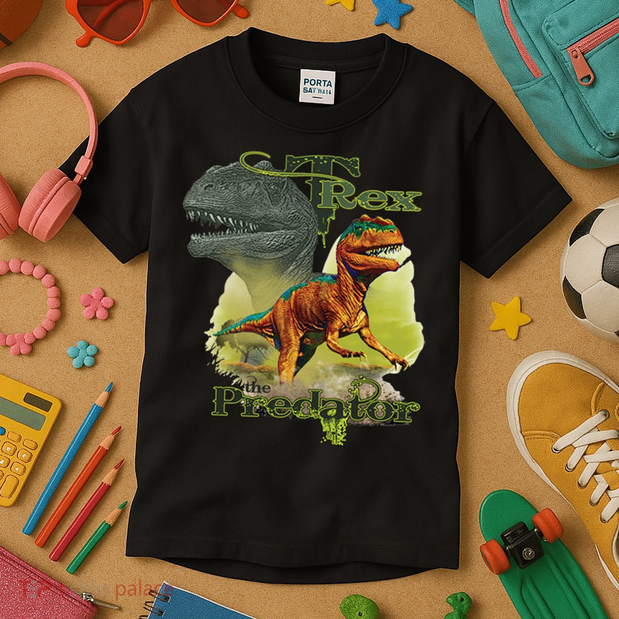 T-Rex The Predator 3D Puff Embossed Kids T-Shirt
