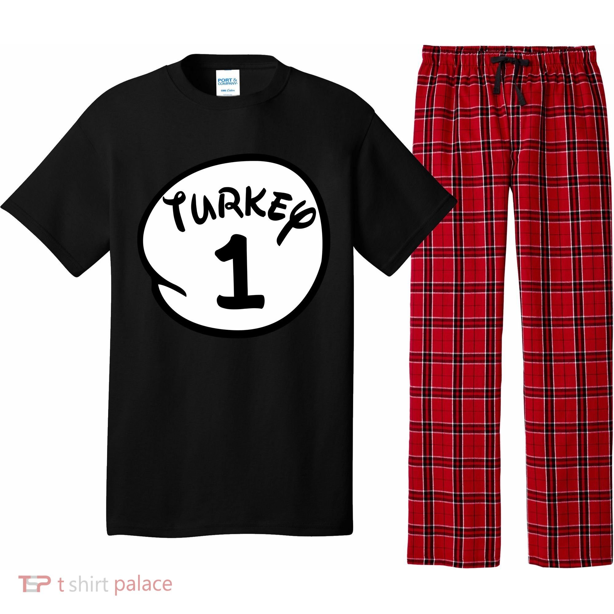 Turkey 1 2 3 Funny Thanksgiving Matching Pajama Set