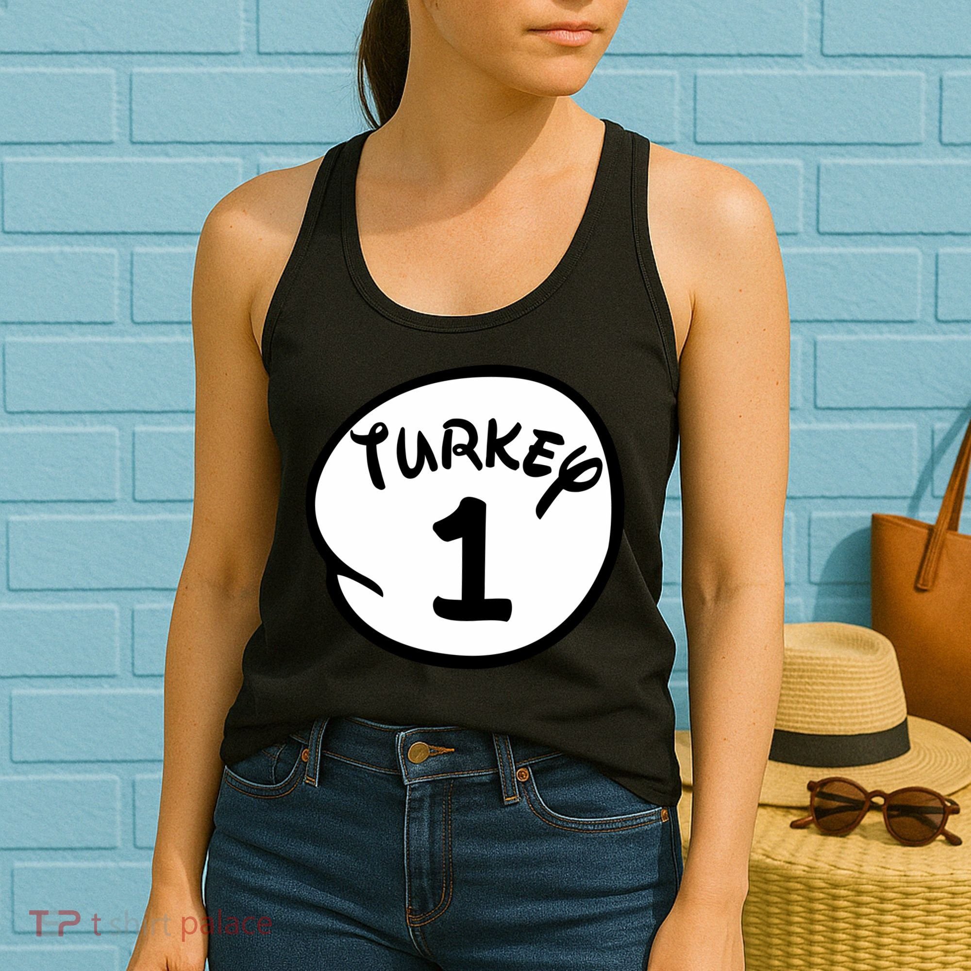 Turkey 1 2 3 Funny Thanksgiving Matching Women's Tank Top