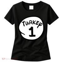 Turkey 1 2 3 Funny Thanksgiving Matching Women's T-Shirt thumb 0