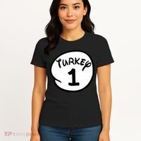 Turkey 1 2 3 Funny Thanksgiving Matching Women's T-Shirt thumb 4