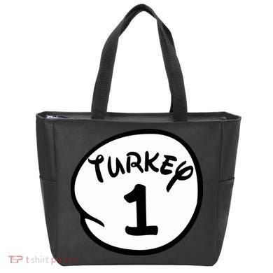 Turkey 1 2 3 Funny Thanksgiving Matching Tote Bag