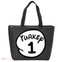 Turkey 1 2 3 Funny Thanksgiving Matching Tote Bag thumb 0