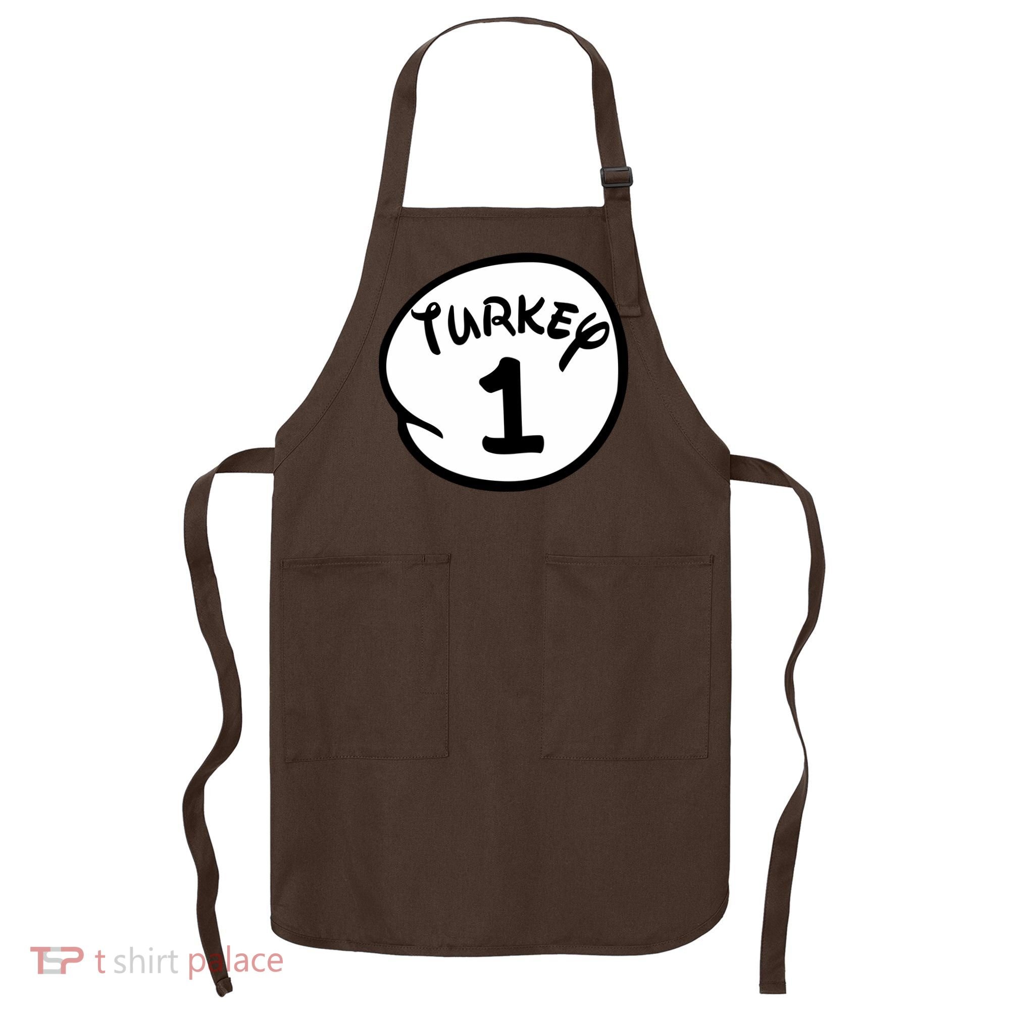 Turkey 1 2 3 Funny Thanksgiving Matching Apron