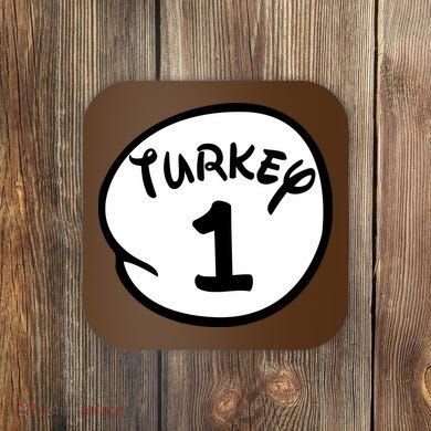 Turkey 1 2 3 Funny Thanksgiving Matching Coaster