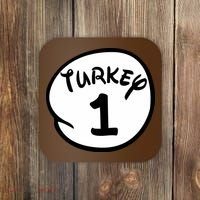 Turkey 1 2 3 Funny Thanksgiving Matching Coaster thumb 0