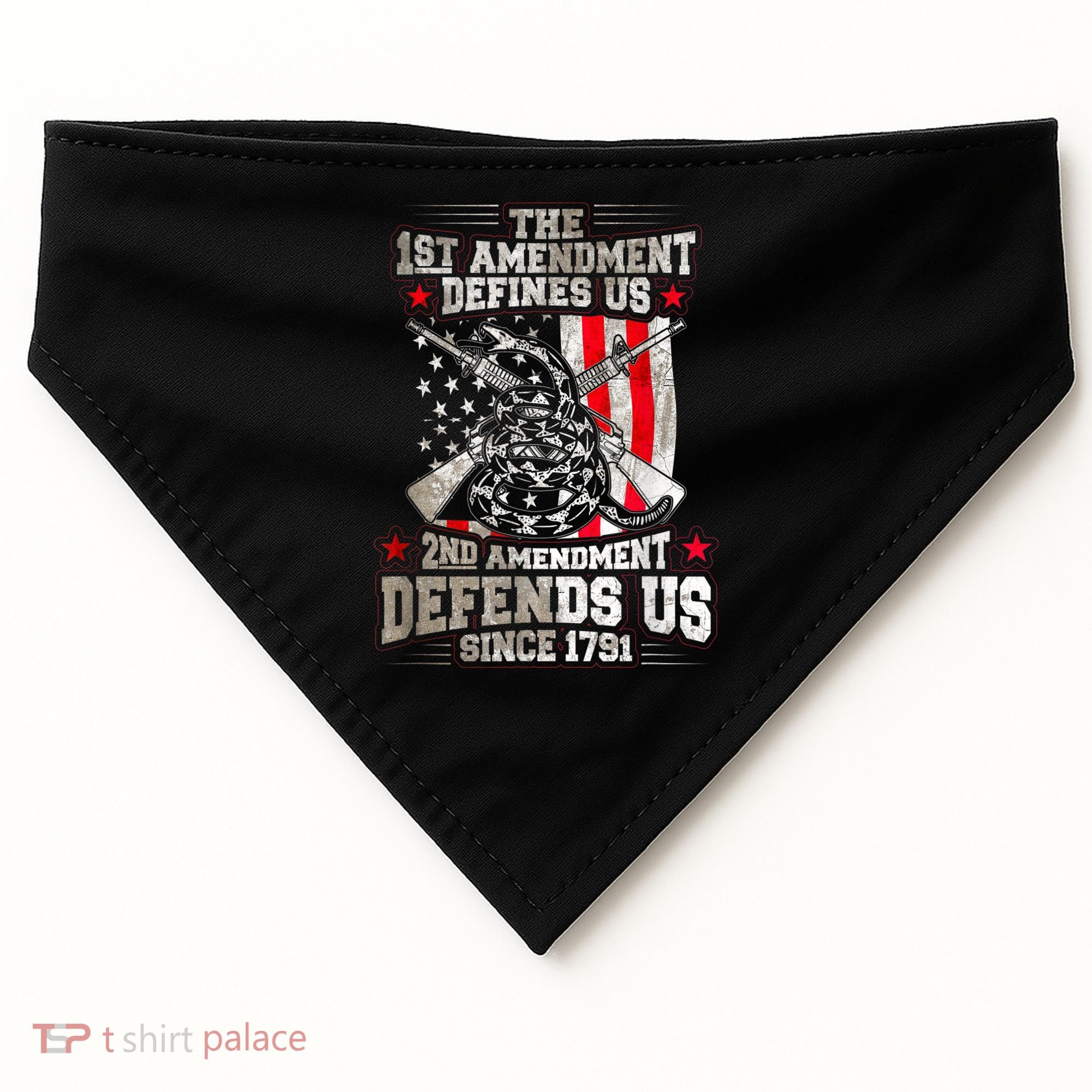 The 1st Amendment Defines Us! 2nd Amendment Defend Us! USA-Made Doggie Bandana