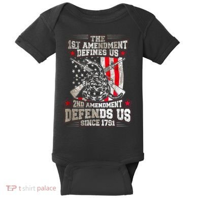 The 1st Amendment Defines Us! 2nd Amendment Defend Us! Baby Bodysuit