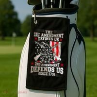 The 1st Amendment Defines Us! 2nd Amendment Defend Us! Golf Towel thumb 2