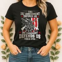 The 1st Amendment Defines Us! 2nd Amendment Defend Us! Women's T-Shirt thumb 2