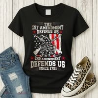 The 1st Amendment Defines Us! 2nd Amendment Defend Us! Women's T-Shirt thumb 3