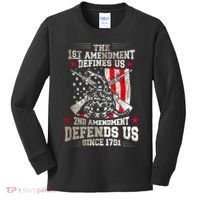 The 1st Amendment Defines Us! 2nd Amendment Defend Us! Kids Long Sleeve Shirt thumb 0