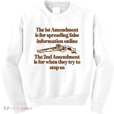 The 1st Amendment Is For Spreading False Information Online Kids Sweatshirt