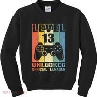 Teenager 13th Birthday Gift Level 13 Unlocked Kids Sweatshirt thumb 0