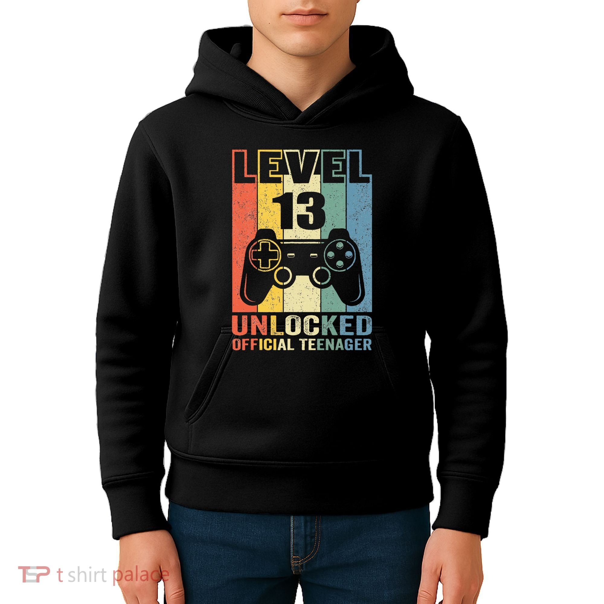 Teenager 13th Birthday Gift Level 13 Unlocked Kids Hoodie