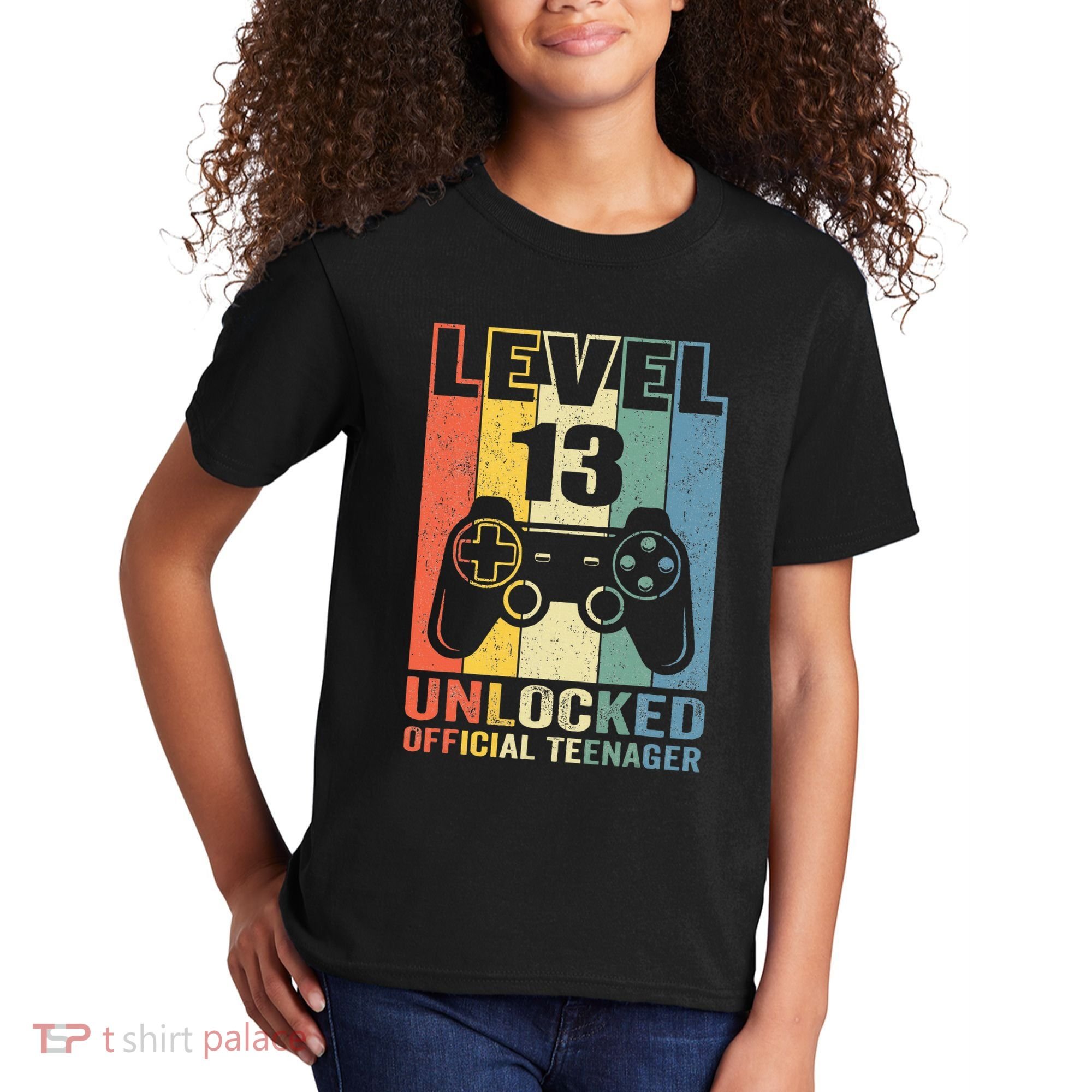 Teenager 13th Birthday Gift Level 13 Unlocked Kids T-Shirt