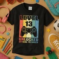 Teenager 13th Birthday Gift Level 13 Unlocked Kids T-Shirt thumb 3