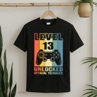 Teenager 13th Birthday Gift Level 13 Unlocked T-Shirt thumb 2