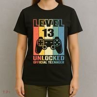 Teenager 13th Birthday Gift Level 13 Unlocked T-Shirt thumb 4