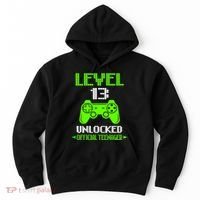 Teenager 13th Birthday Boy Level 13 Unlocked Hoodie thumb 0