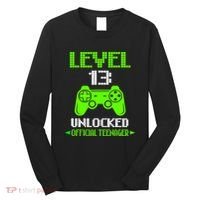 Teenager 13th Birthday Boy Level 13 Unlocked Long Sleeve Shirt thumb 0