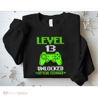 Teenager 13th Birthday Boy Level 13 Unlocked Sweatshirt thumb 2