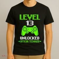 Teenager 13th Birthday Boy Level 13 Unlocked T-Shirt thumb 3