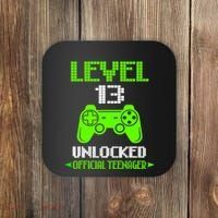 Teenager 13th Birthday Boy Level 13 Unlocked Coaster thumb 0