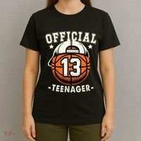 Teenager 13th Birthday 13 Year Boy Basketball Bday T-Shirt thumb 4