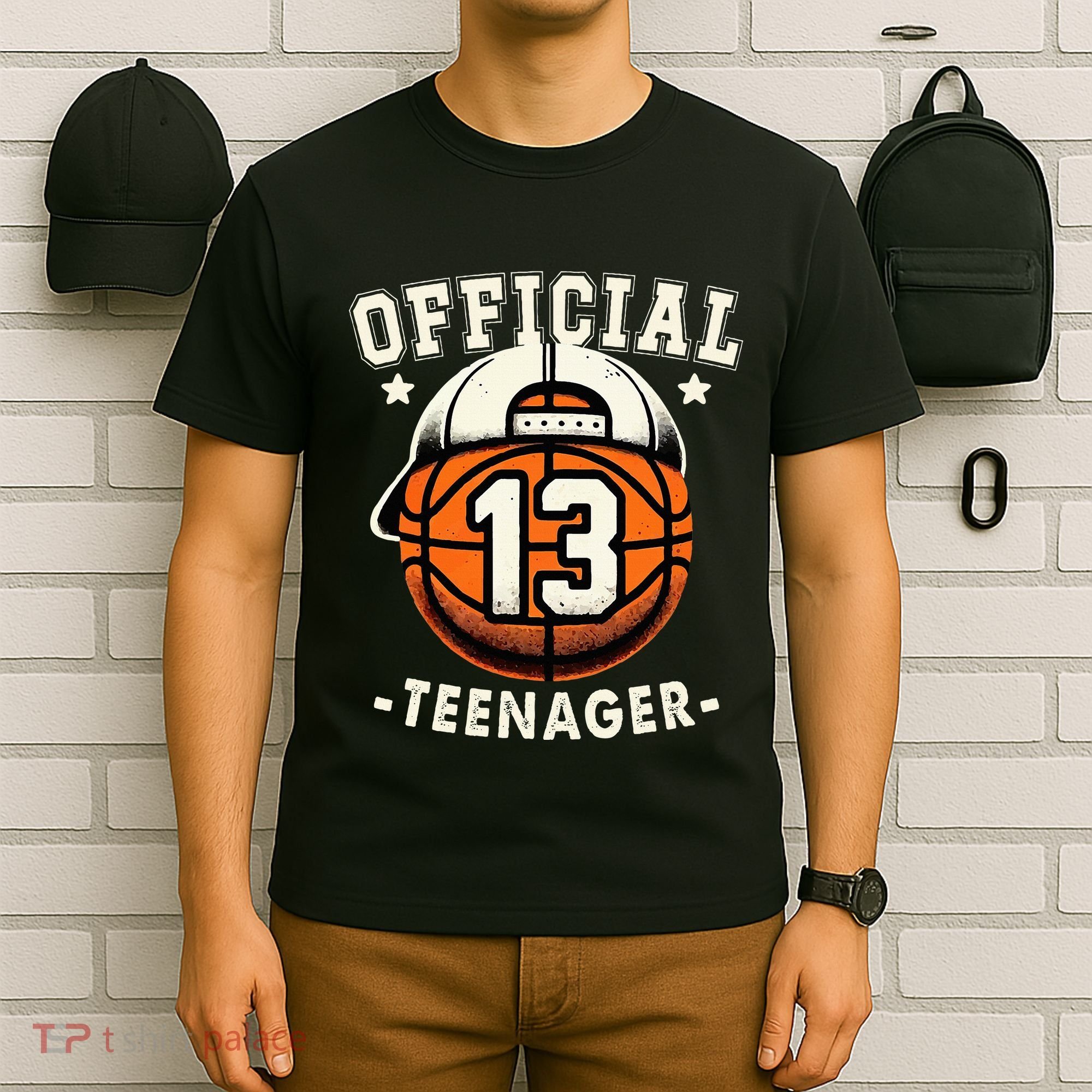 Teenager 13th Birthday 13 Year Boy Basketball Bday T-Shirt