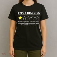 Type 1 Diabetes T1d One Star Rating Funny Awareness T-Shirt thumb 4