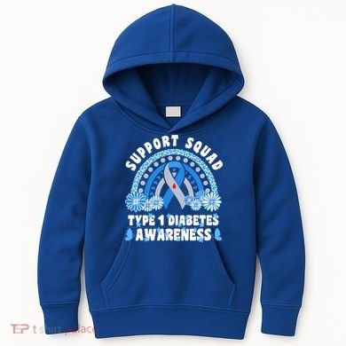 Type 1 Diabetes T1D Support Squad Kids Hoodie