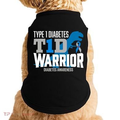 Type 1 Diabetes Awareness Ribbon T1D T Rex Dinosaur Doggie Tank