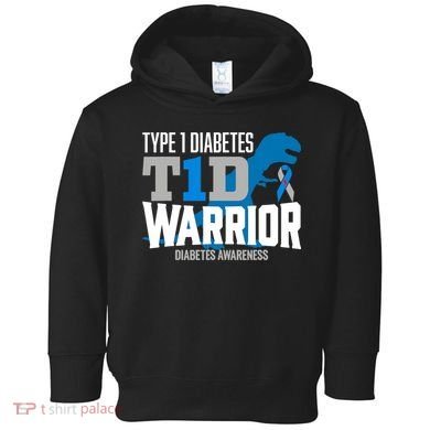 Type 1 Diabetes Awareness Ribbon T1D T Rex Dinosaur Toddler Hoodie