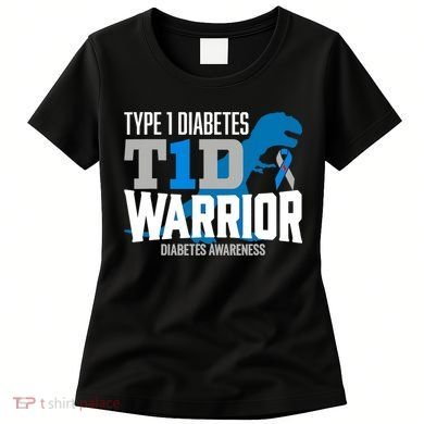Type 1 Diabetes Awareness Ribbon T1D T Rex Dinosaur Women's T-Shirt