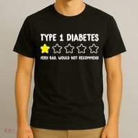 Type 1 Diabetes T1D One Star Rating Funny Awareness T-Shirt thumb 3