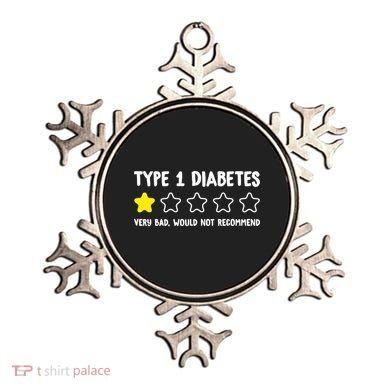 Type 1 Diabetes T1D One Star Rating Funny Awareness Ornament