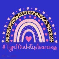 Type 1 Diabetes Awareness Pink Heart Leopard Rainbow Type 1 Funny Gift T-Shirt thumb 7