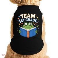 Team 1st Grade Frog Reading Book Stars Book Lover School Doggie Tank thumb 0