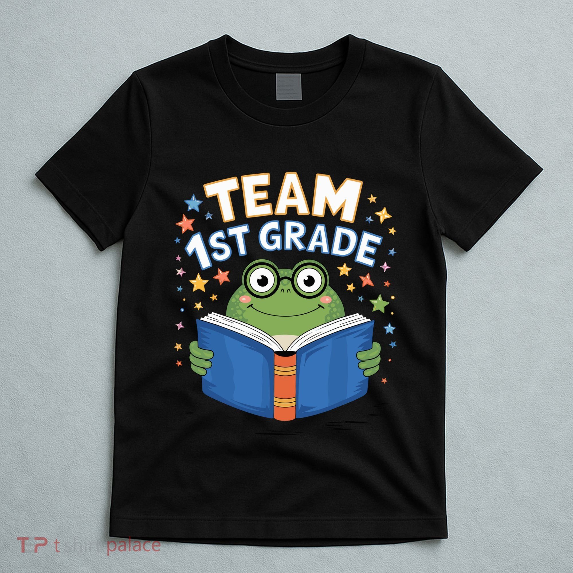 Team 1st Grade Frog Reading Book Stars Book Lover School T-Shirt