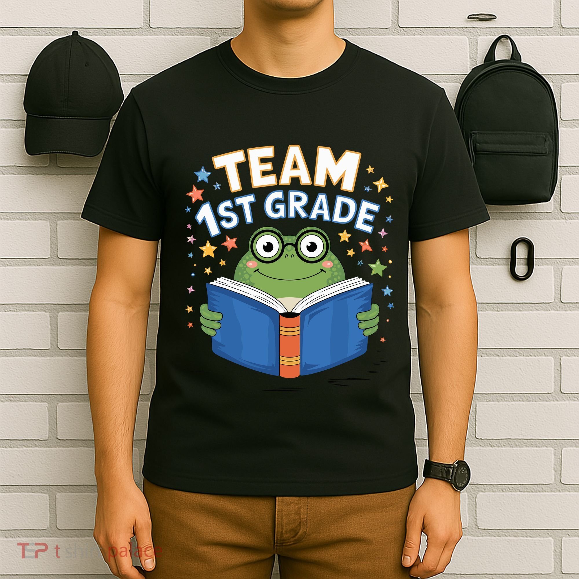 Team 1st Grade Frog Reading Book Stars Book Lover School T-Shirt