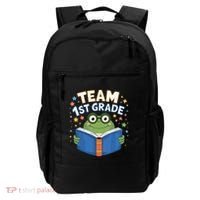 Team 1st Grade Frog Reading Book Stars Book Lover School Backpack thumb 0