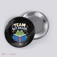Team 1st Grade Frog Reading Book Stars Book Lover School Button thumb 0