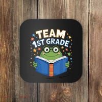 Team 1st Grade Frog Reading Book Stars Book Lover School Coaster thumb 0